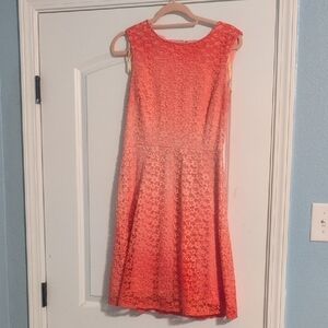 Elegant Coral Lace Dress